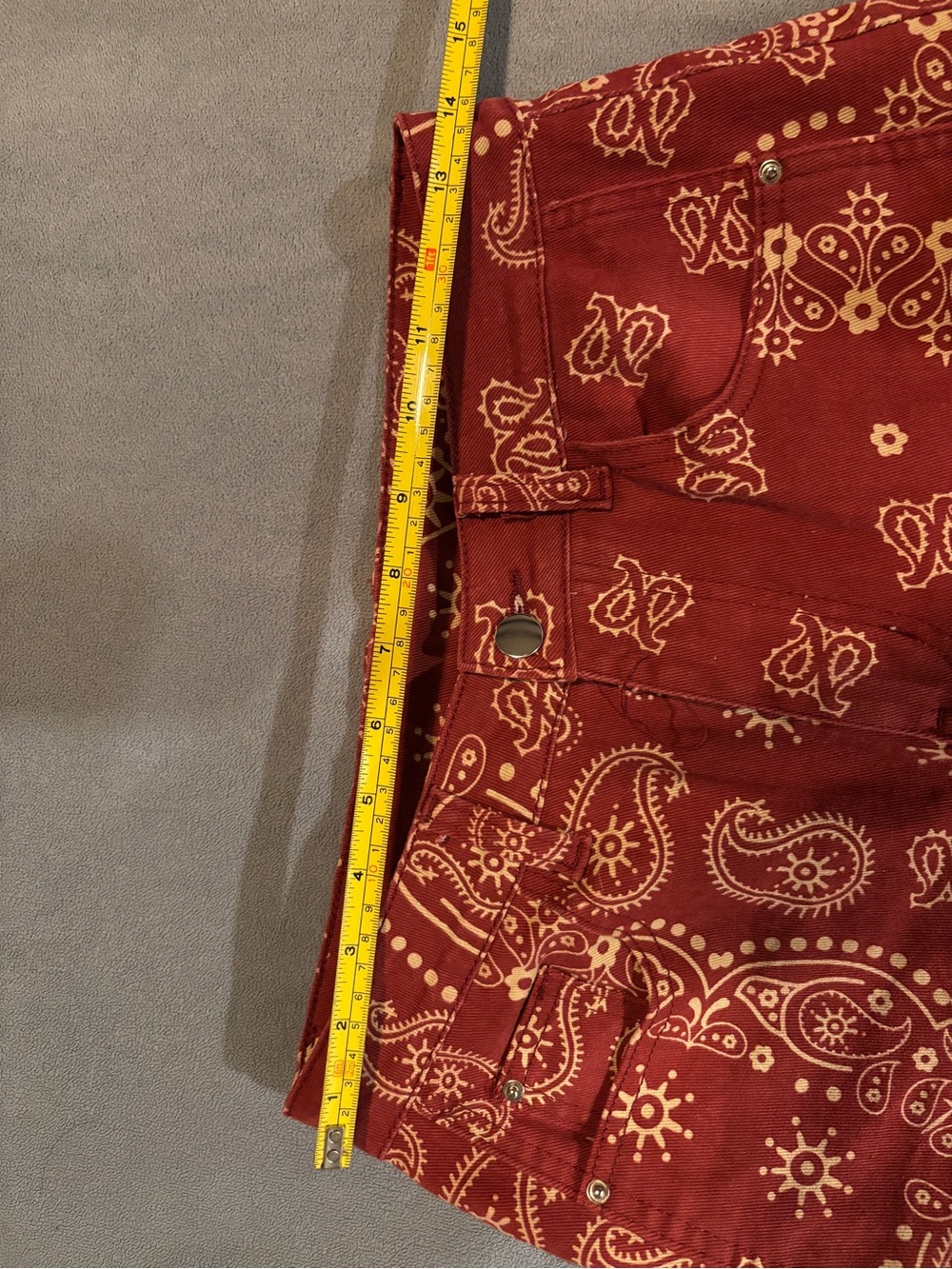 High-Rise Barrel fit Paisley Pants - Red - Picture 9 of 15
